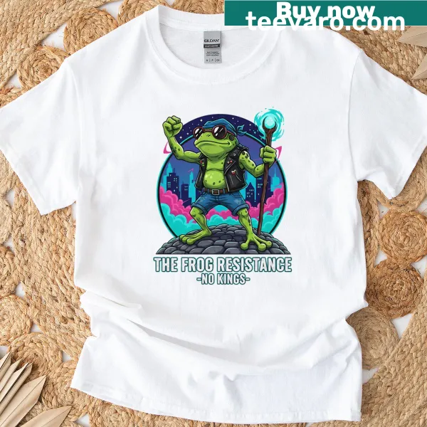 T-shirt featuring frog graphic representing activism and protest