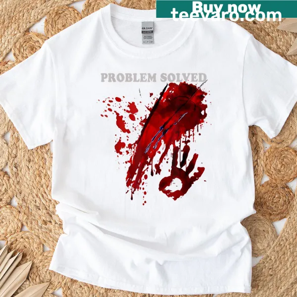 Horror-themed t-shirt with blood stains and graphic design