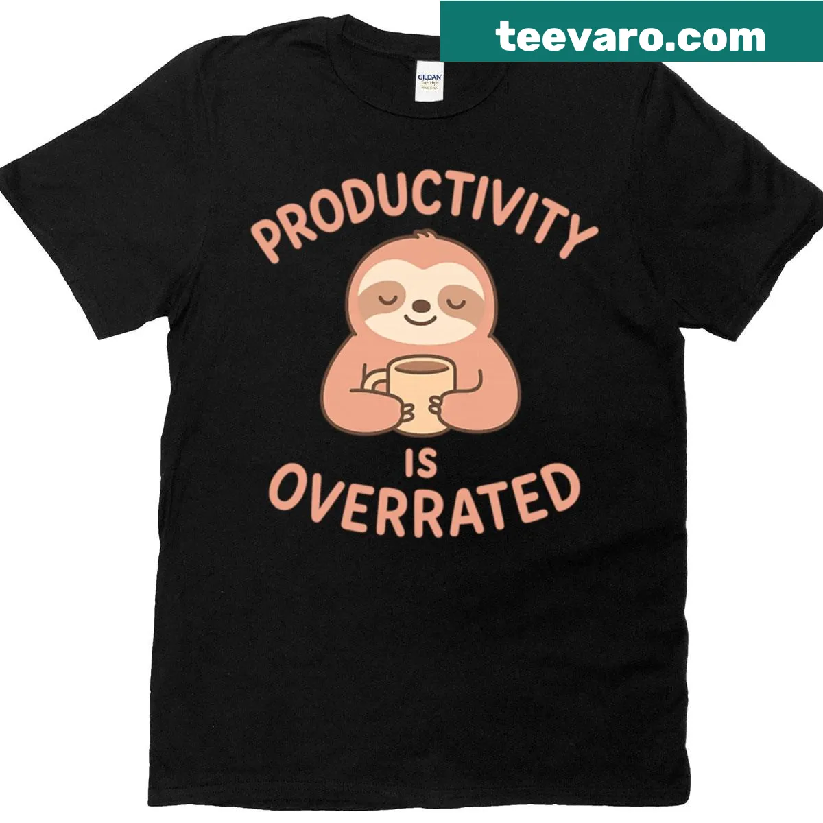 Funny sloth design with text about productivity — on a men's t-shirt