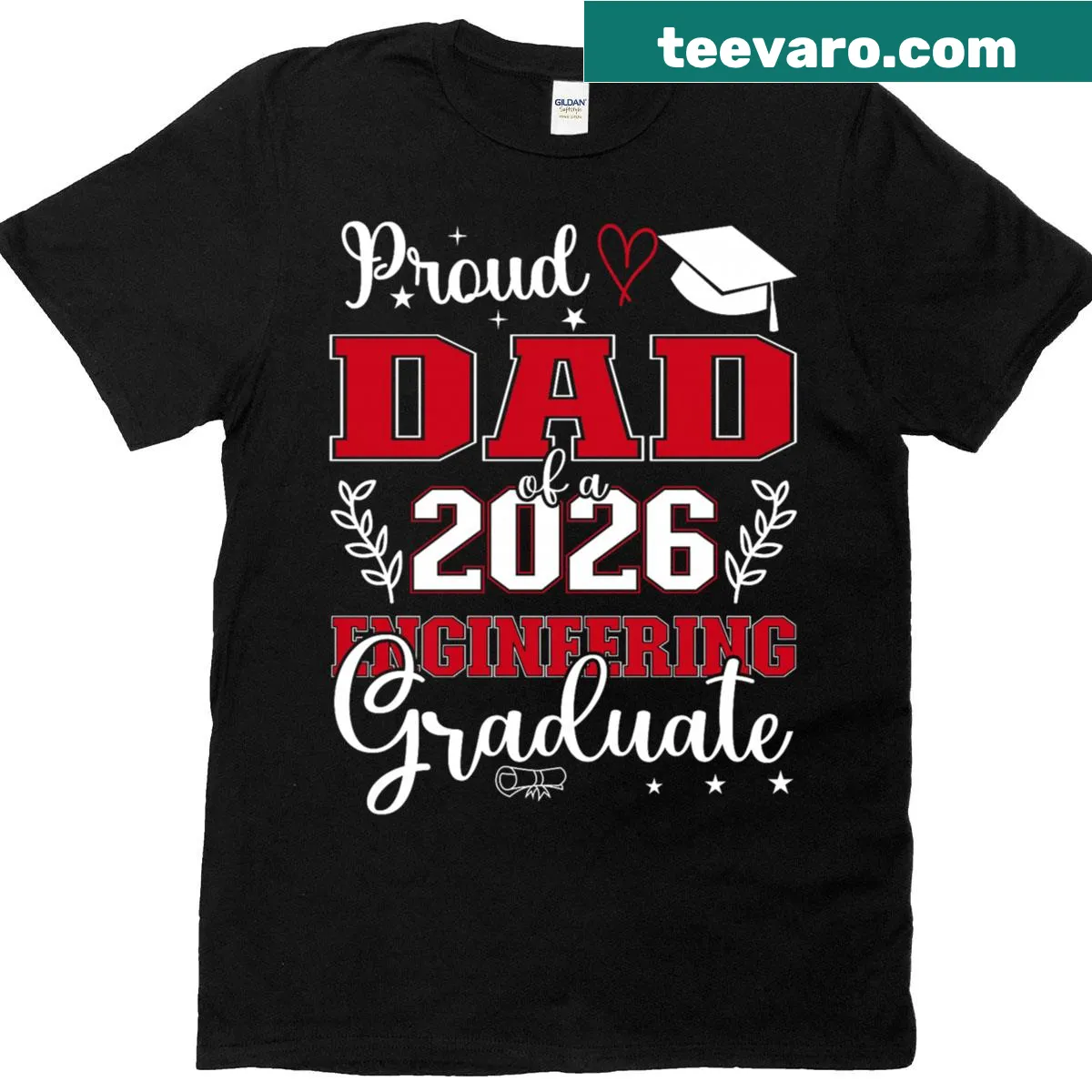 Proud Dad T-shirt for Class of 2026 Engineering Graduate — on a men's t-shirt