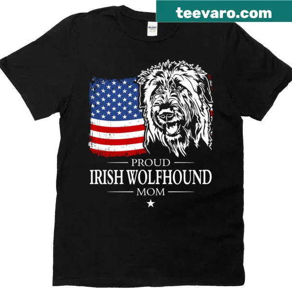 Patriotic t-shirt featuring an Irish Wolfhound and American flag