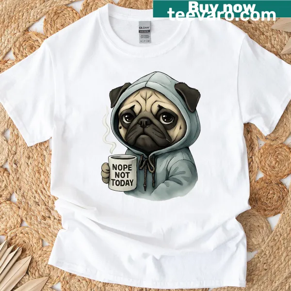 Funny pug t-shirt with cartoon design and humorous text