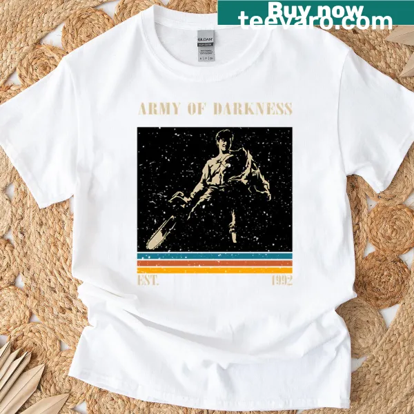 Retro t-shirt featuring Army Of Darkness graphics.