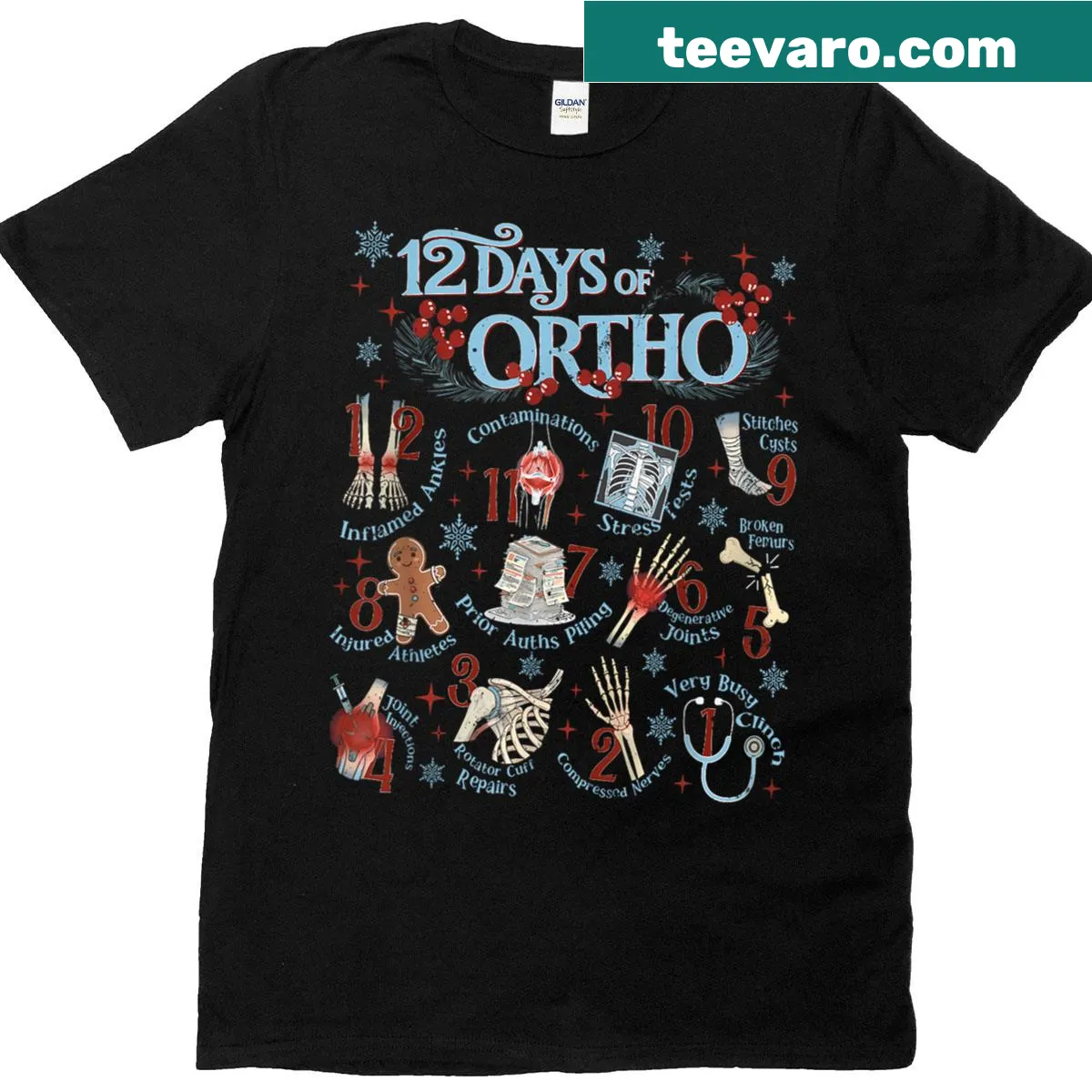 Festive orthopedic nurse T-shirt for Christmas celebrations — on a men's t-shirt