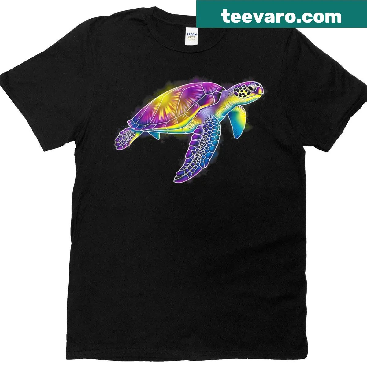 Ocean-themed T-shirt with a cute sea turtle illustration for beach lovers — on a men's t-shirt