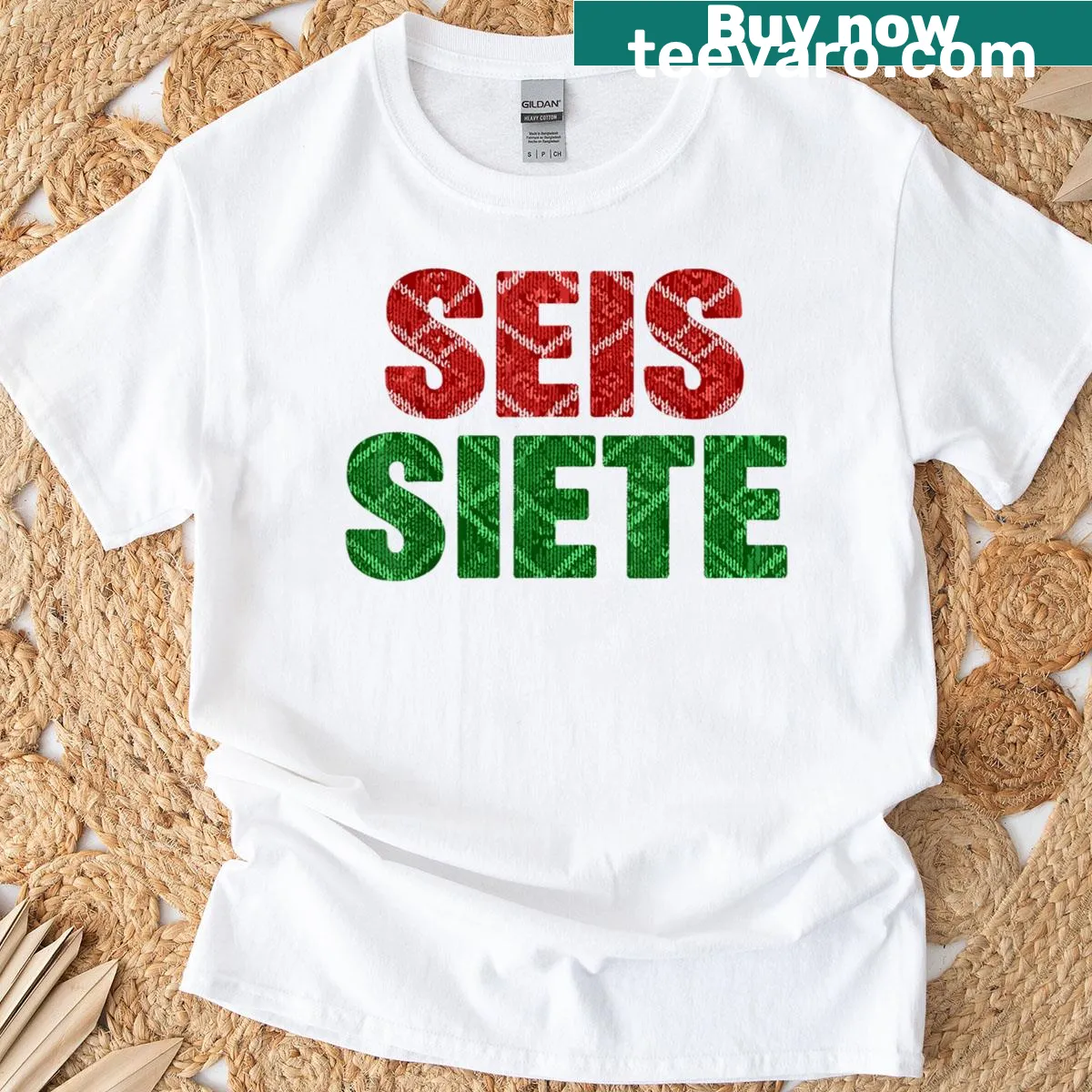 Seis Siete Six Seven Christmas 67 Meme T-shirt with playful design — on a men's t-shirt