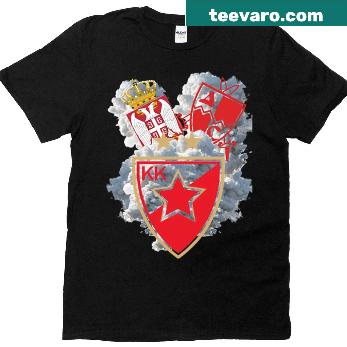 T-shirt celebrating Serbian fans of Crvena Zvezda — on a men's t-shirt