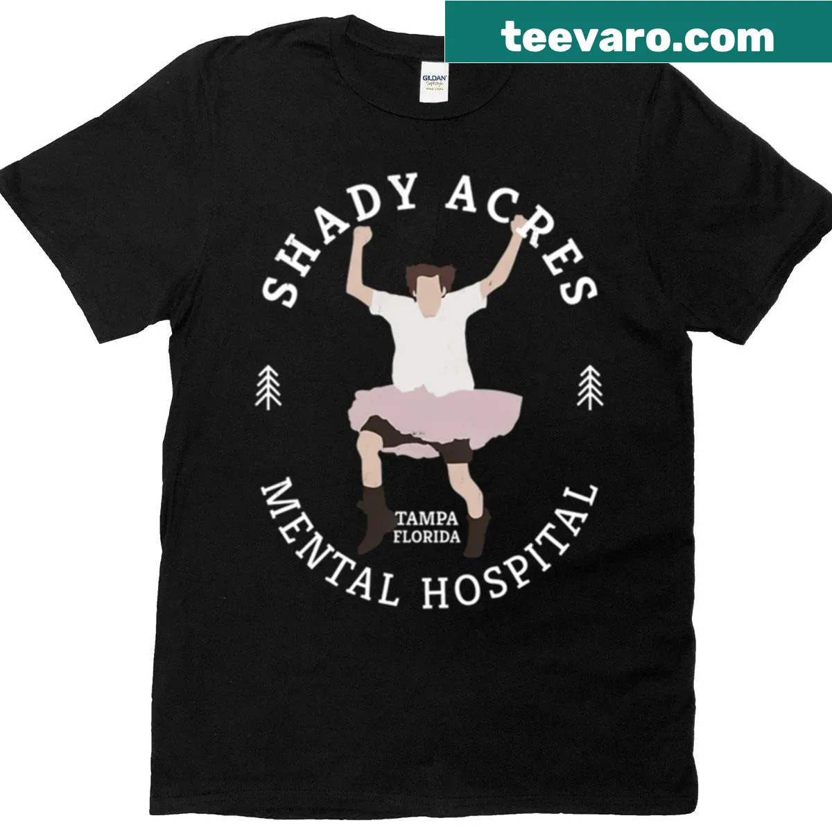 Shady Acres Mental Hospital logo on a casual T-shirt — on a men's t-shirt