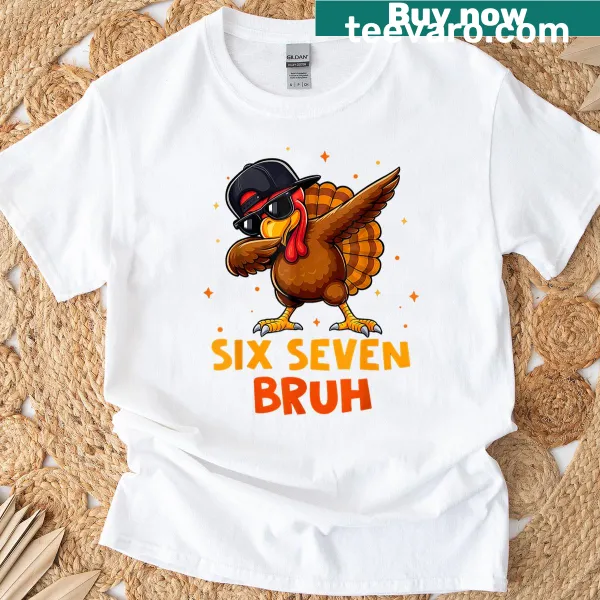 Funny Thanksgiving turkey meme t-shirt featuring Gen Alpha slang
