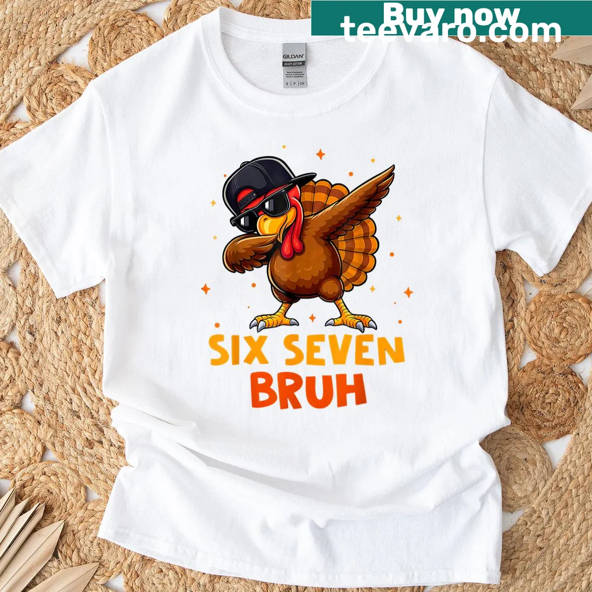 Funny Thanksgiving turkey meme t-shirt featuring Gen Alpha slang — on a men's t-shirt
