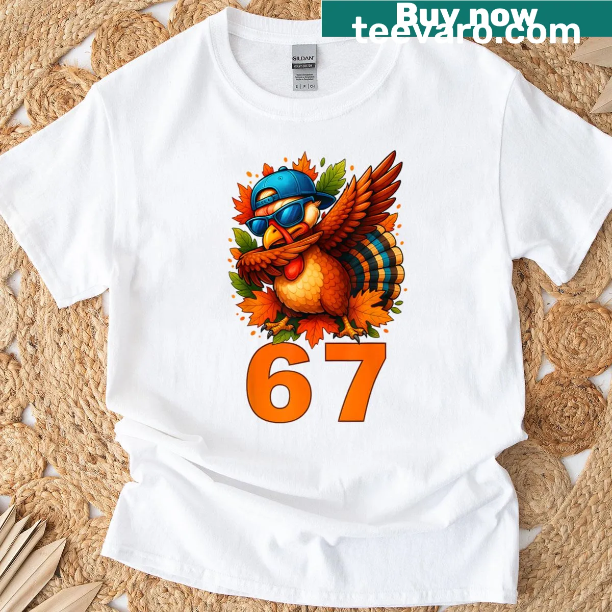 Funny dabbing turkey meme t-shirt for Thanksgiving — on a men's t-shirt