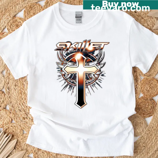Vintage-style t-shirt featuring Skillet band logo