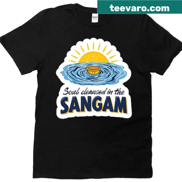 Soul Cleansed In The Sangam text T-shirt