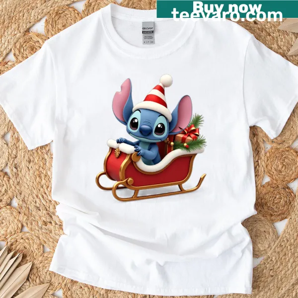 Cute Christmas sleigh ride illustration on festive T-shirt