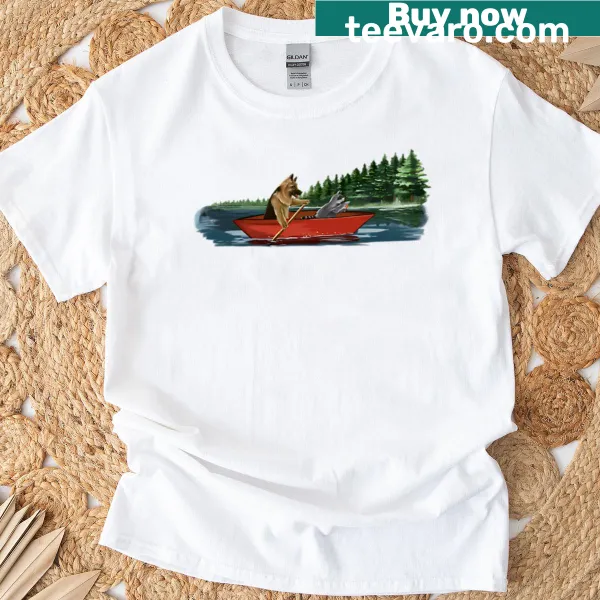 Illustration of a sunlit meadow on a Sunny Acres T-shirt