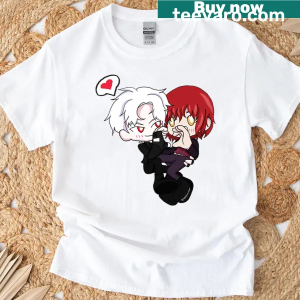 Cute T-shirt featuring a boy with his kitten in an adorable illustration.