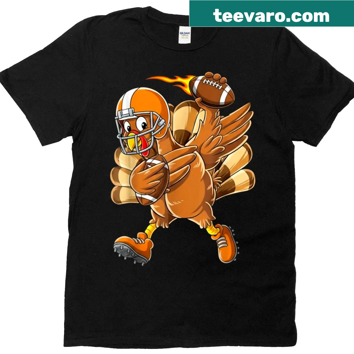 Turkey playing football illustration on a T-shirt — on a men's t-shirt