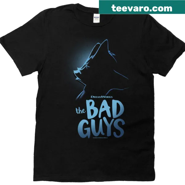 Silhouette of Mr. Wolf from 'The Bad Guys' on a T-shirt
