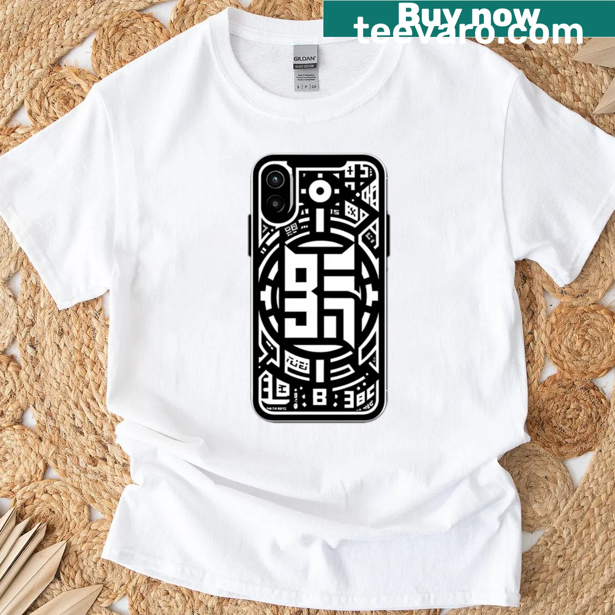 Illustrated t-shirt inspired by The Black Phone movie. — on a men's t-shirt