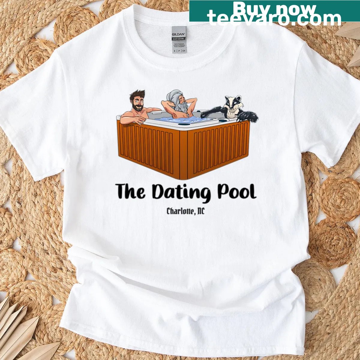 Illustrated design from Hello From The Magic Tavern featuring a whimsical dating pool — on a men's t-shirt