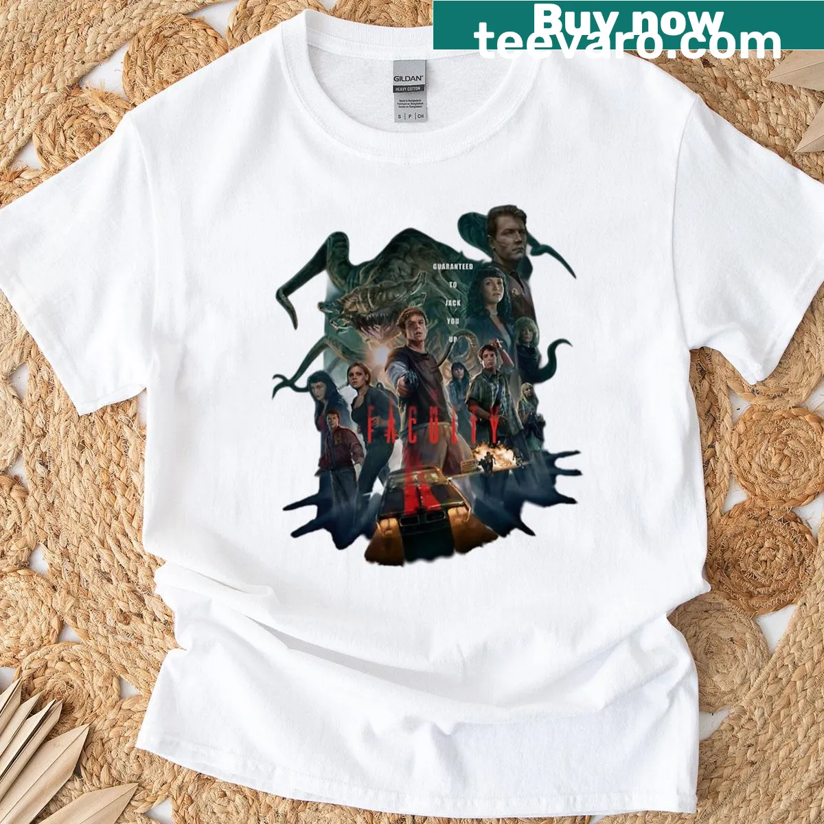Vintage-style t-shirt inspired by The Faculty movie. — on a men's t-shirt