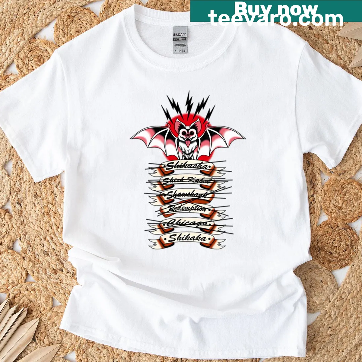 Adorable 'The Great White Bat' graphic t-shirt highlighting wildlife — on a men's t-shirt