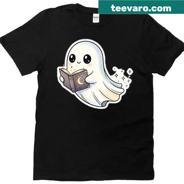 Whimsical ghost illustration for Halloween on t-shirt