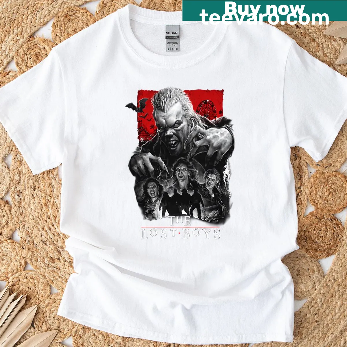 Cartoon cow under UFO lights on a T-shirt — on a men's t-shirt