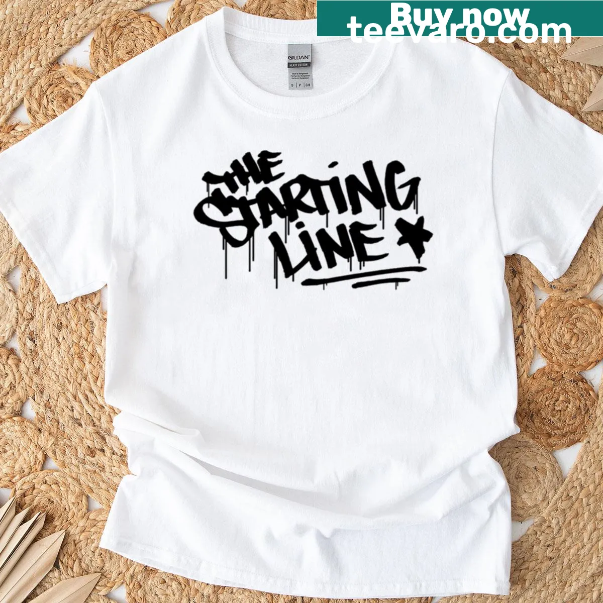 Vintage style T-shirt with The Starting Line band graphic — on a men's t-shirt