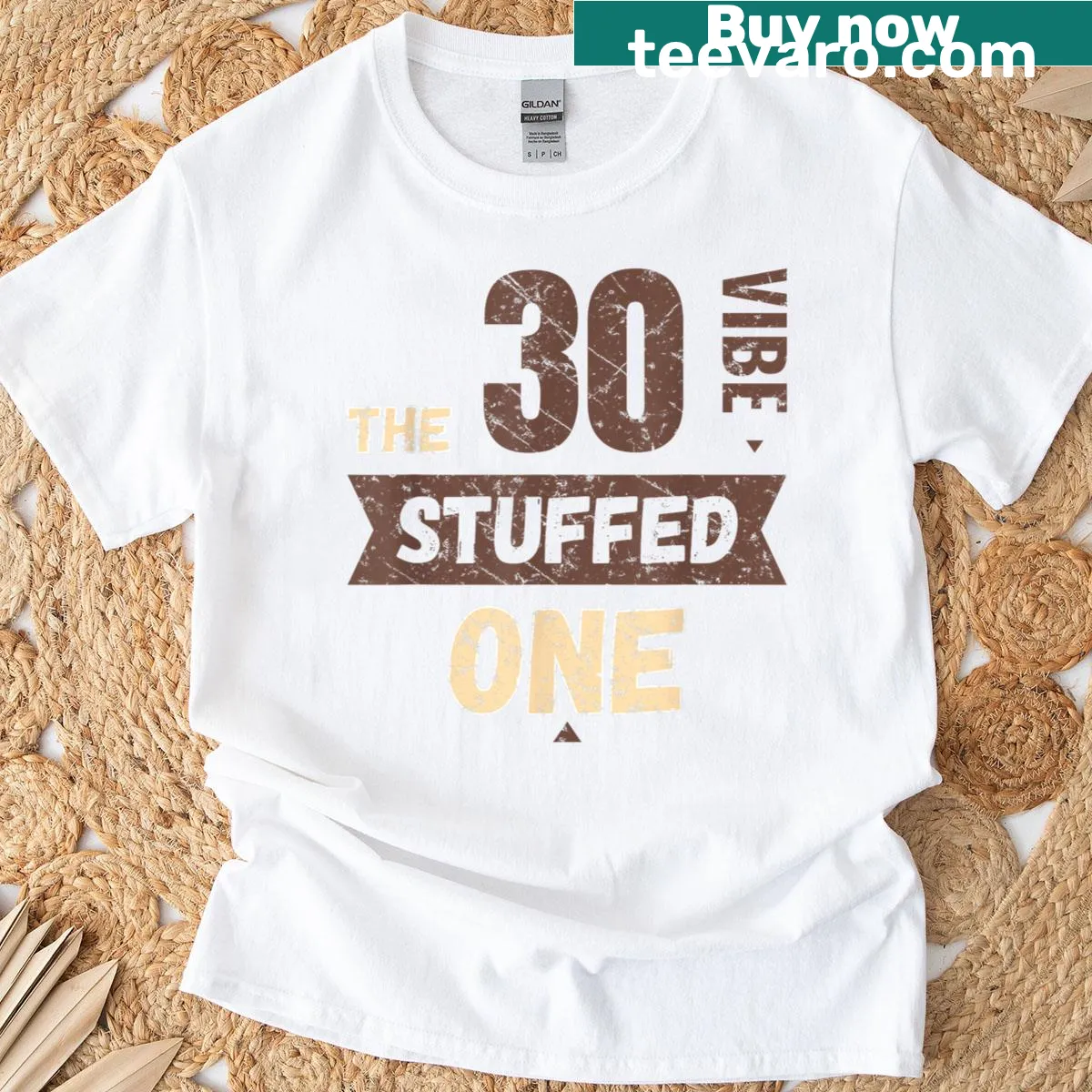 Vintage distressed fall-themed family vibe t-shirt — on a men's t-shirt