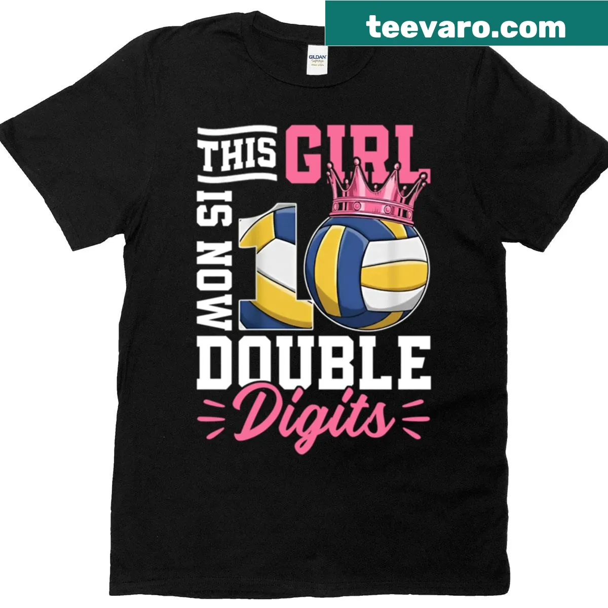 T-shirt with 'This Girl Is 10' and volleyball illustrations — on a men's t-shirt