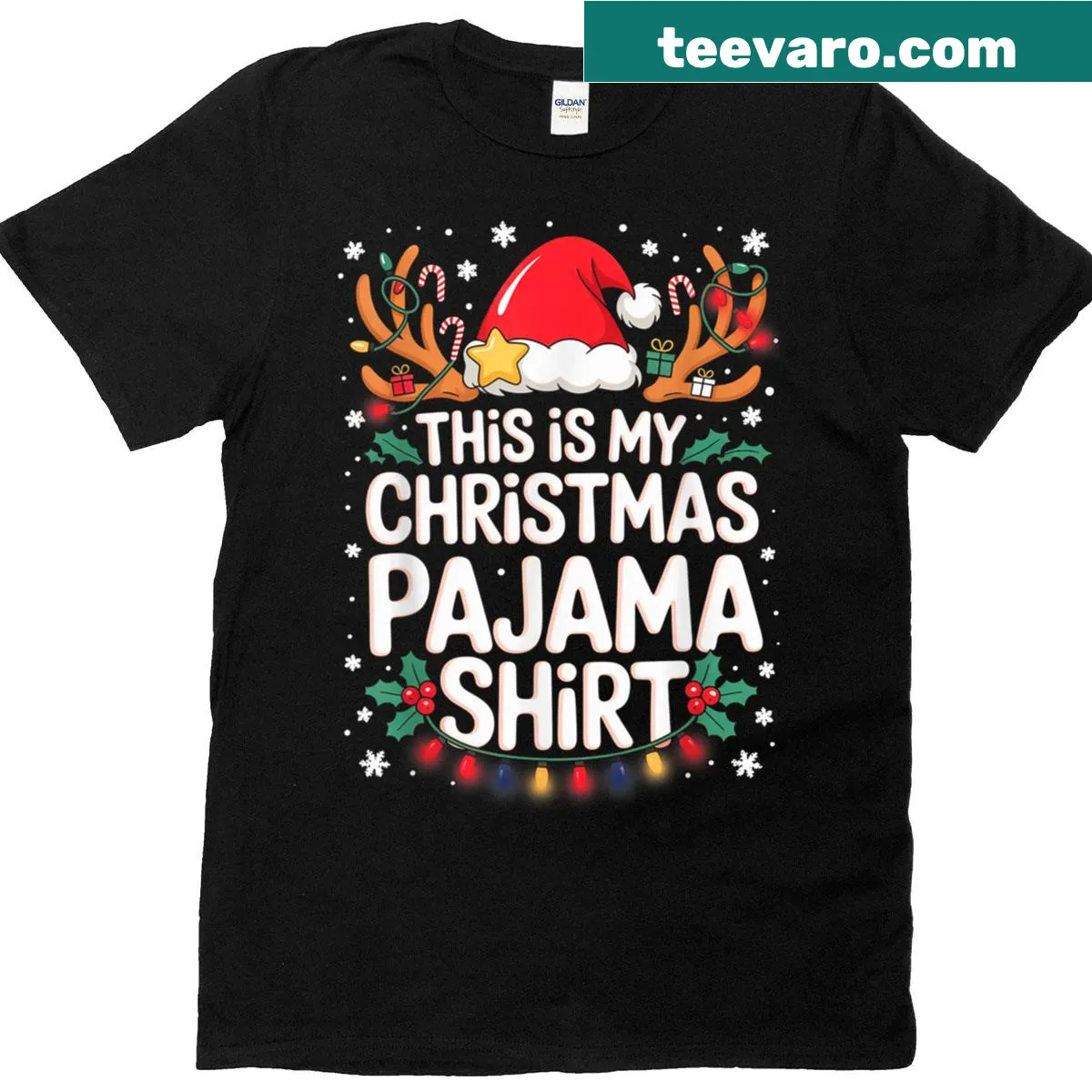 T-shirt declaring 'This Is My Christmas Pajama' — on a men's t-shirt
