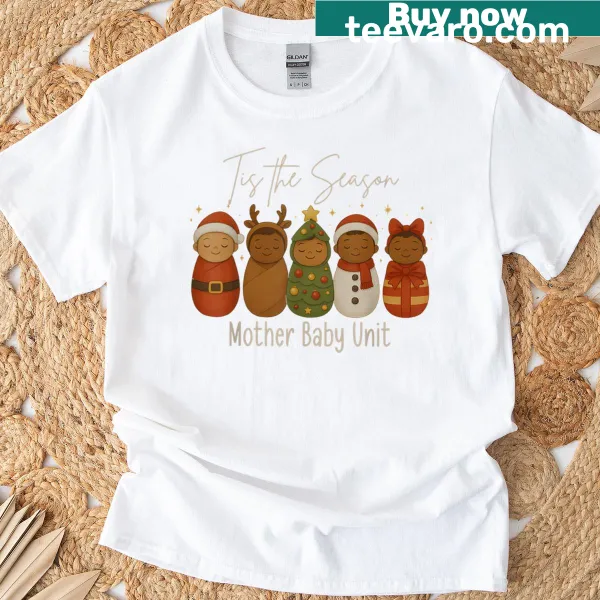 Christmas T-shirt for postpartum nurses with festive graphic