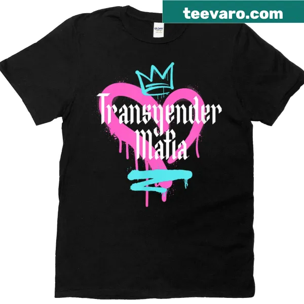 Graffiti style shirt featuring a heart and 'Transgender Mafia' text