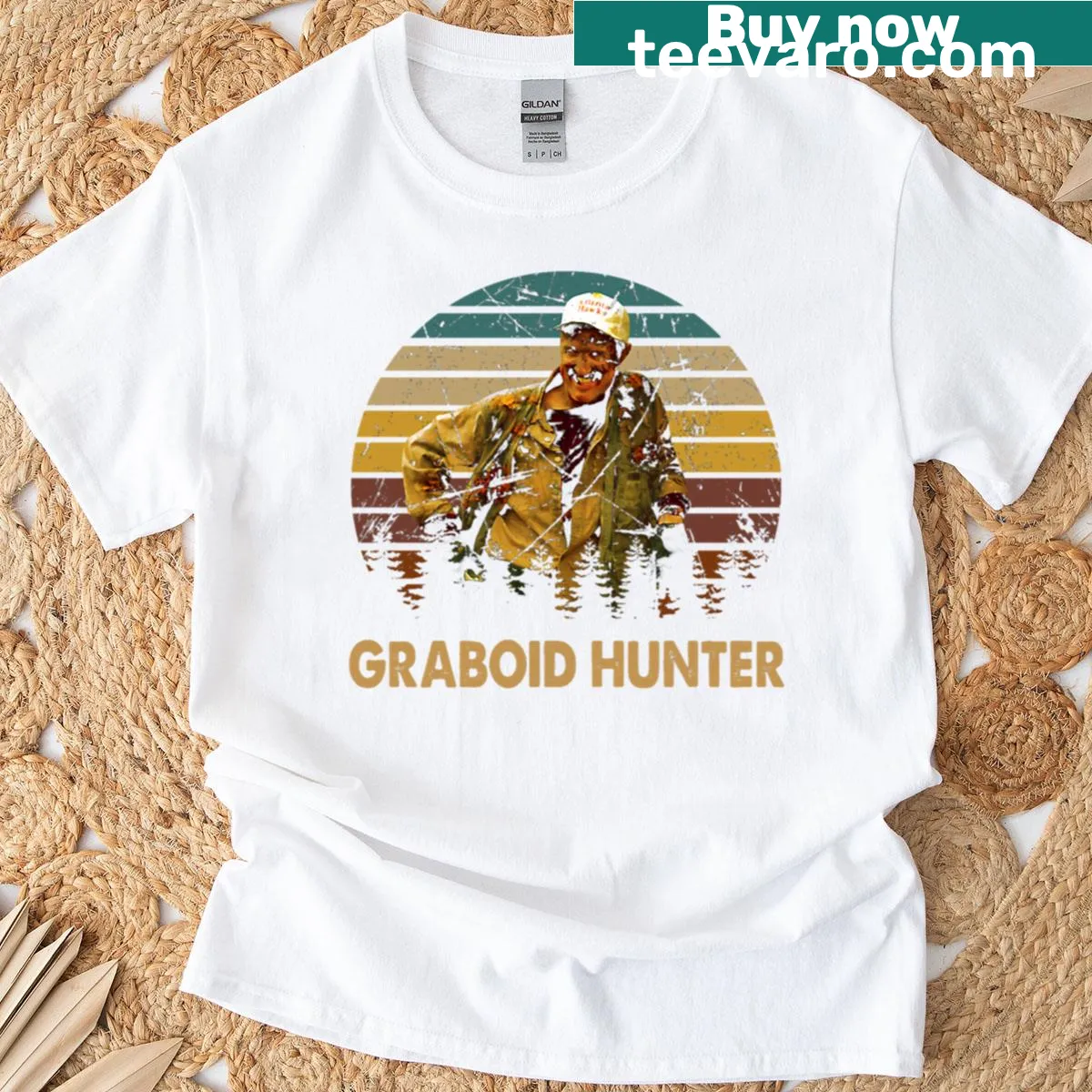 Graphic T-shirt depicting a battle for survival against hidden horrors in Tremors. — on a men's t-shirt