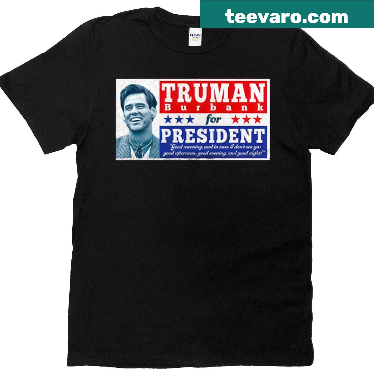 T-shirt featuring a classic Truman for President campaign sign design — on a men's t-shirt