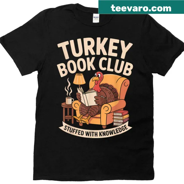 Thanksgiving t-shirt with turkey reading a book design
