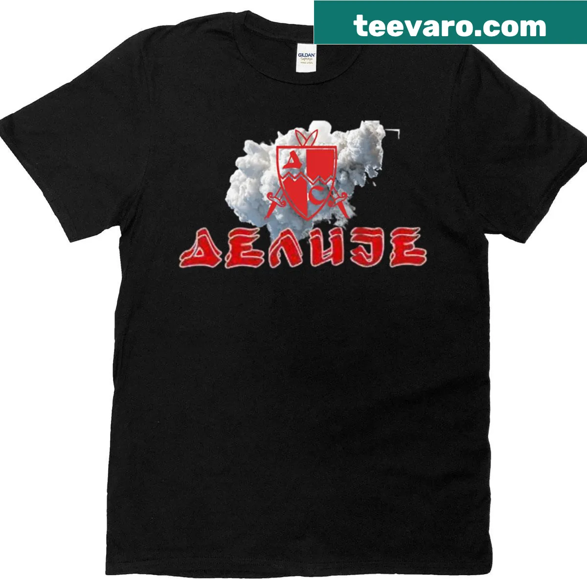 Bold 'Crvena Zvezda Vibes' text on a T-shirt for football fans — on a men's t-shirt