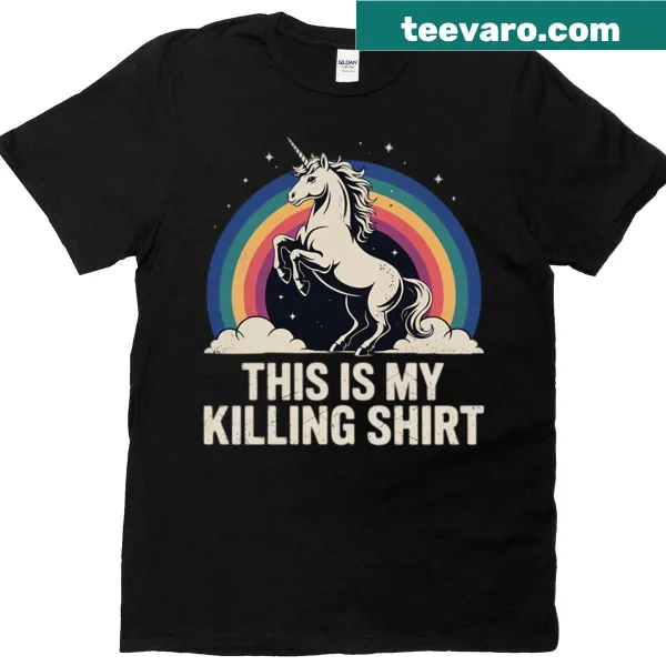 Distressed t-shirt featuring a unicorn with a humorous edgy saying