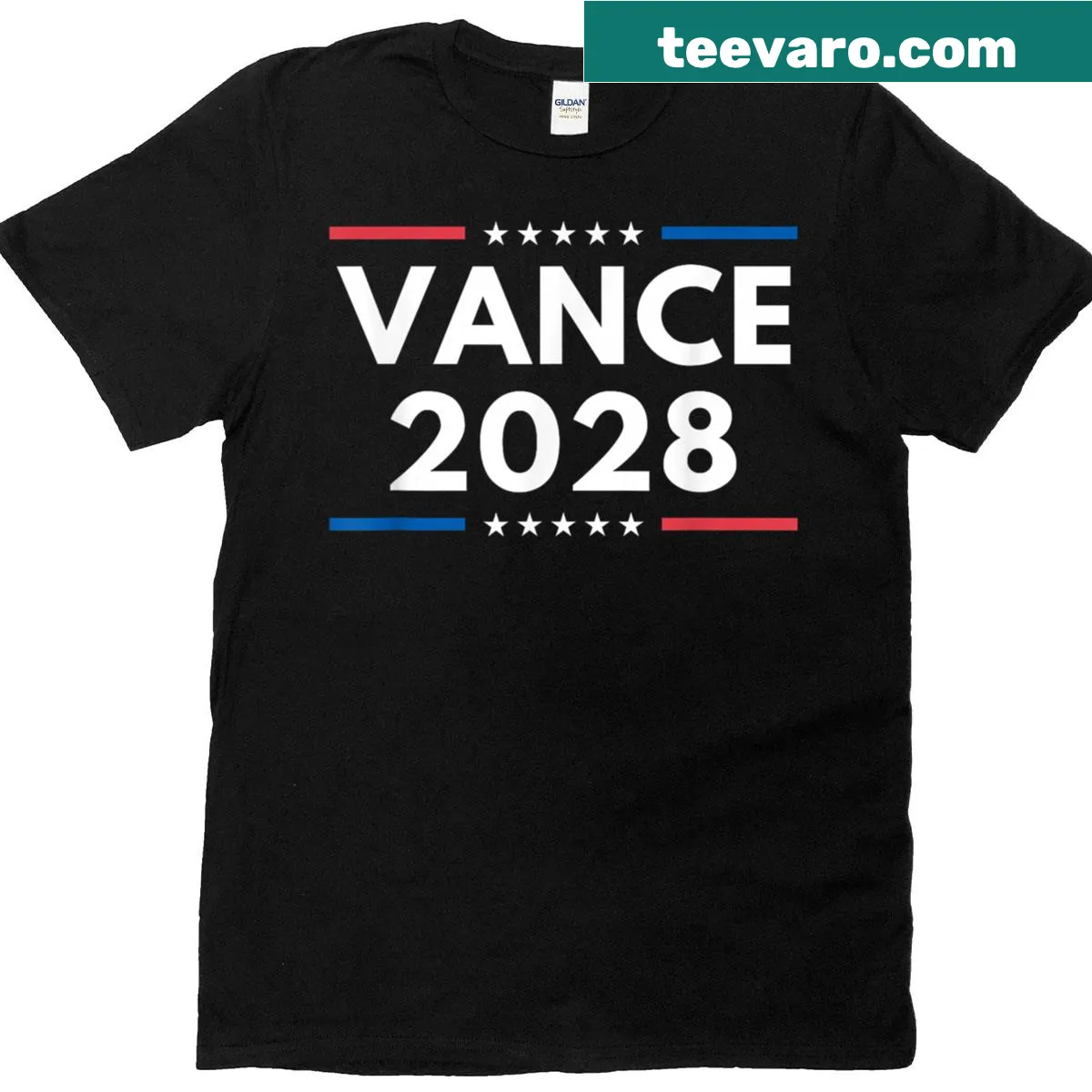 Political t-shirt supporting Vance for 2028 presidential election — on a men's t-shirt
