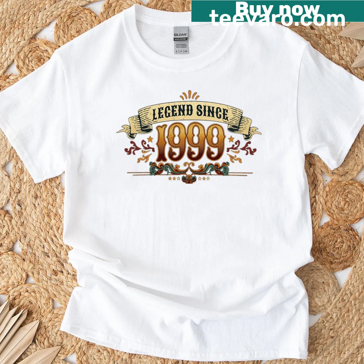 Vintage 1999 retro legend t-shirt — on a men's t-shirt