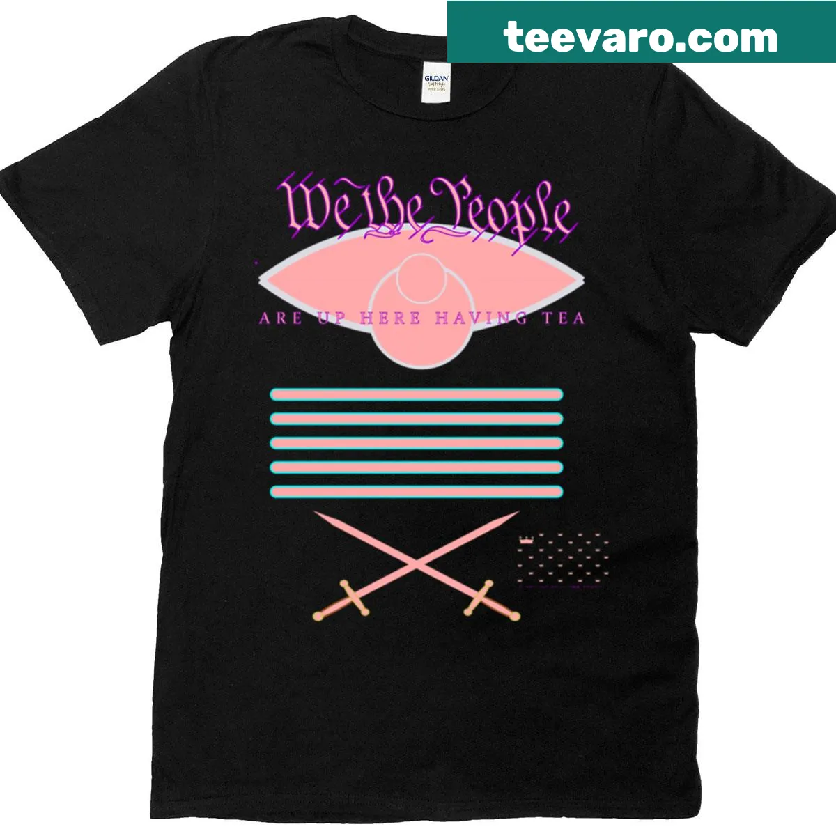 Bold typography We The People T-shirt with a grapefruit theme — on a men's t-shirt