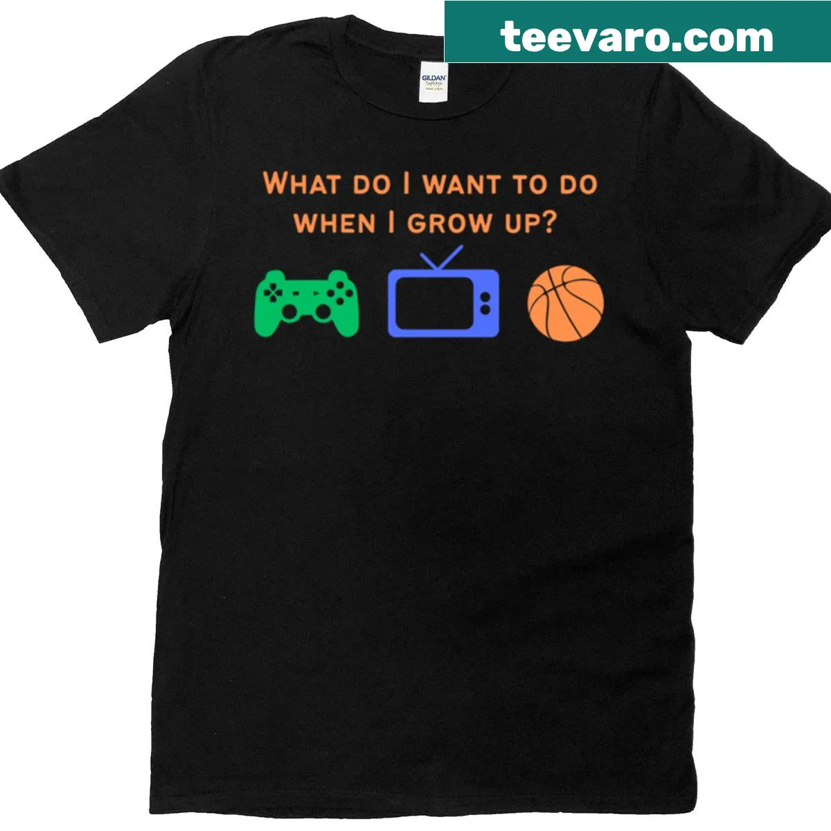 T-shirt with whimsical text 'What Do I Want To Do When I Grow Up' — on a men's t-shirt