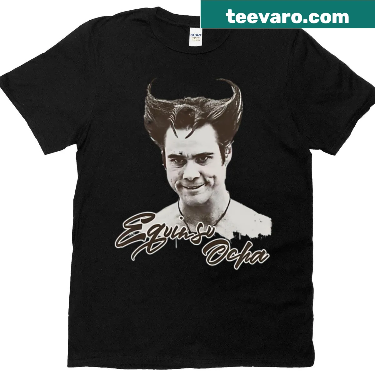 Vintage-style t-shirt with 'White Devil Equinsu Ocha' retro photo design — on a men's t-shirt