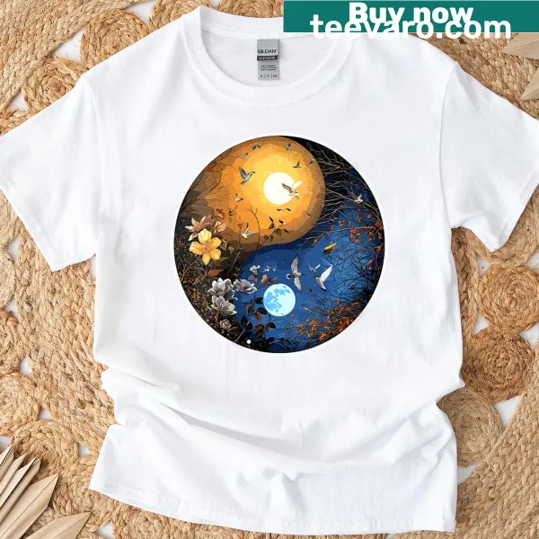 T-shirt featuring harmony and duality themed graphic design