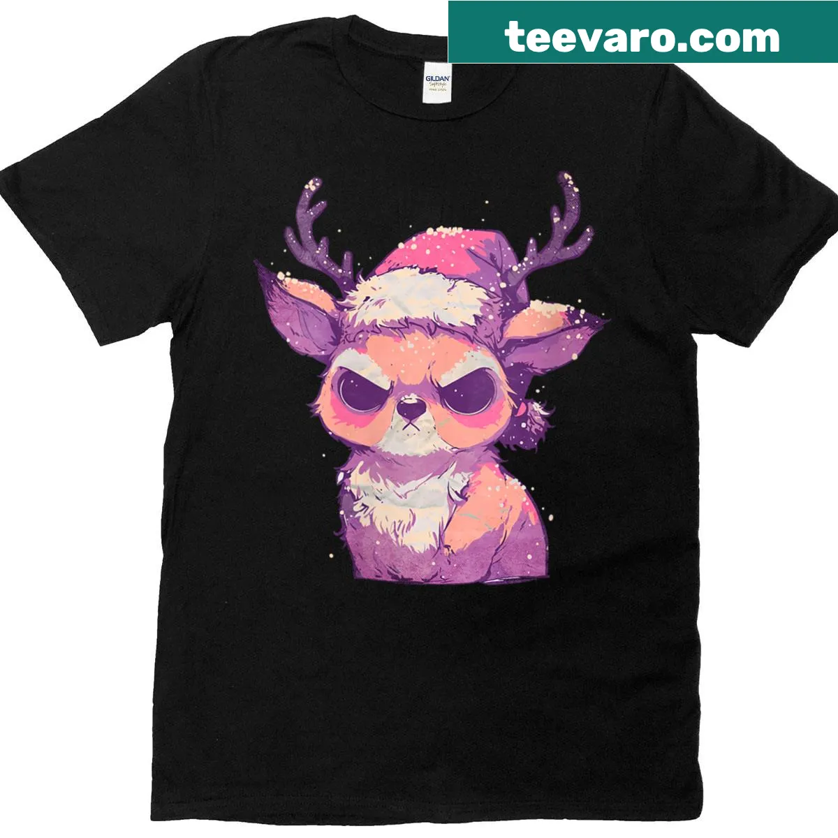 Pastel goth Santa and Rudolph illustration on a T-shirt — on a men's t-shirt
