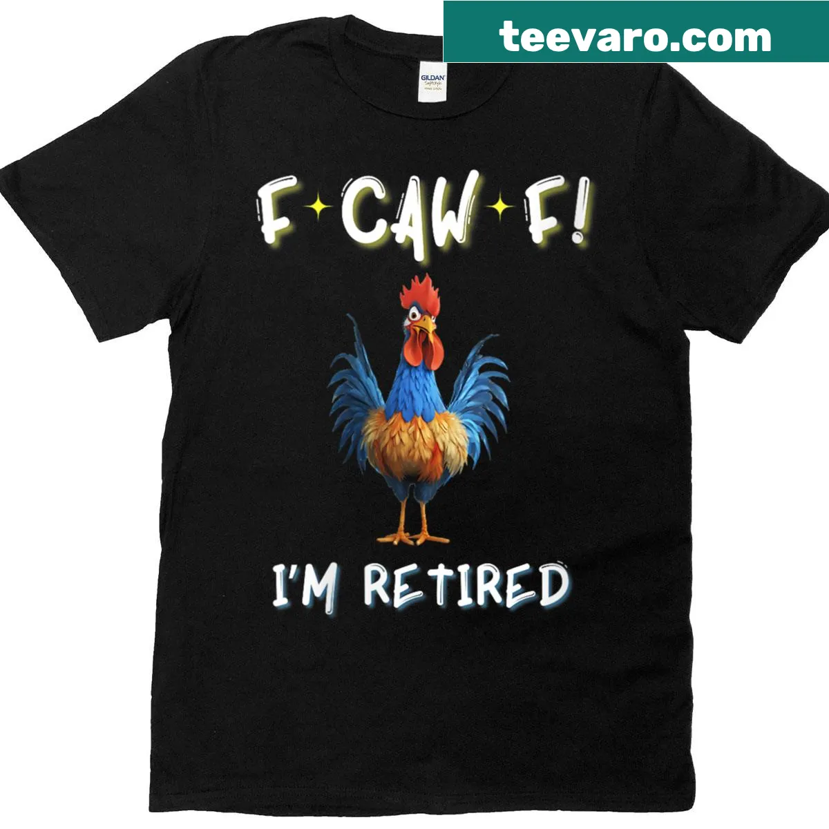 Funny retirement rooster graphic t-shirt for women — on a men's t-shirt