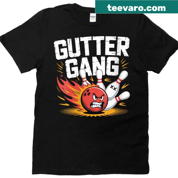 Funny Gutter Gang bowling league graphic T-shirt