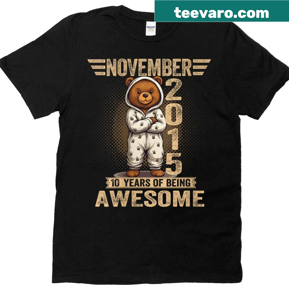 Cute teddy bear T-shirt celebrating November 10th birthdays — on a men's t-shirt