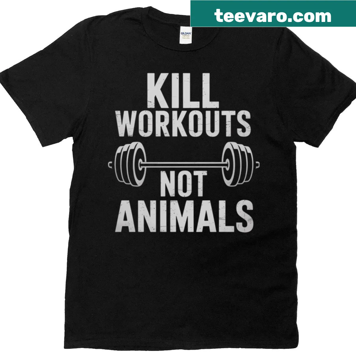 Empowering vegan-themed gym T-shirt for women — on a men's t-shirt